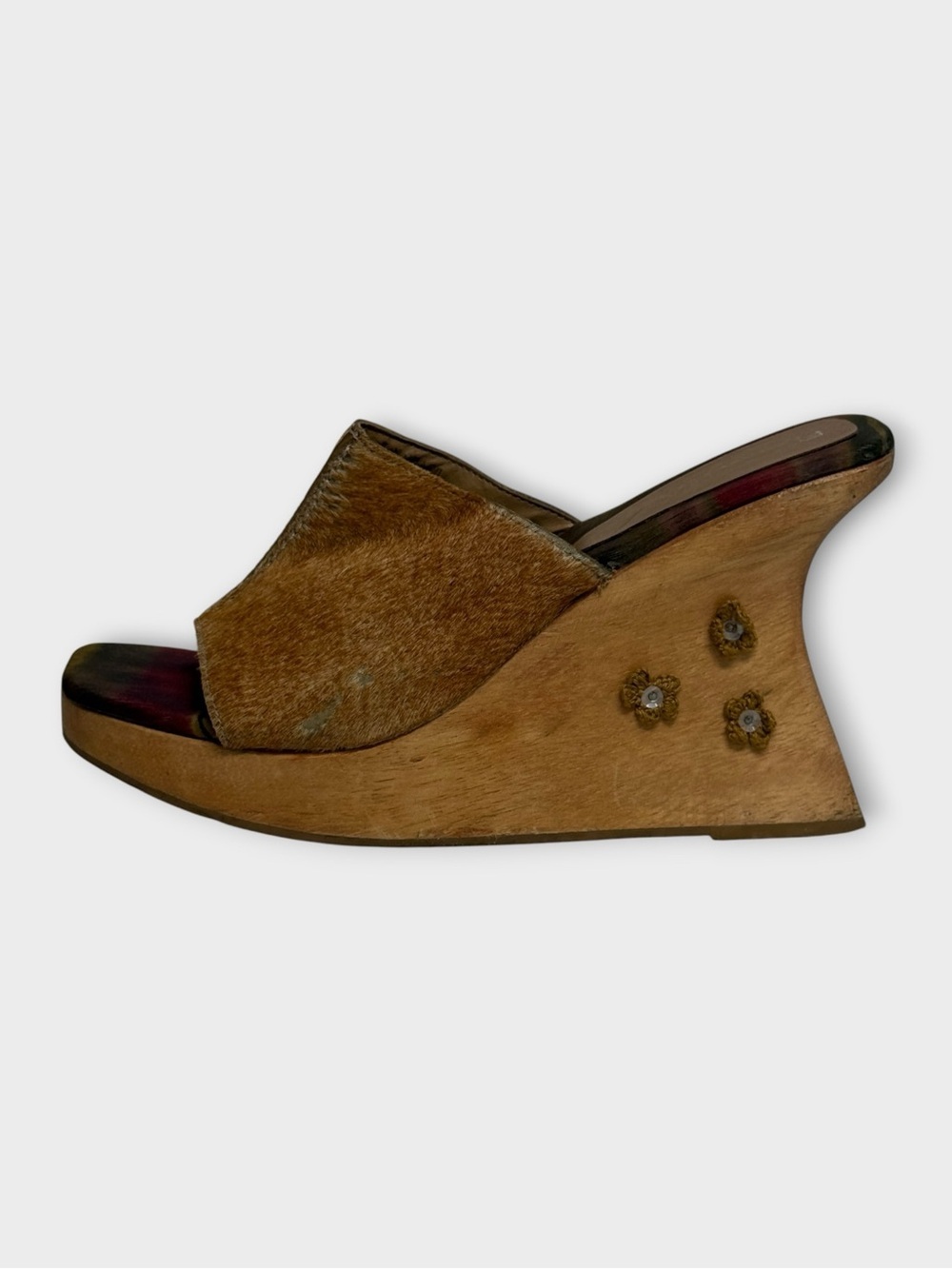 Rampage Pony Hair Platform Wedge Sandals